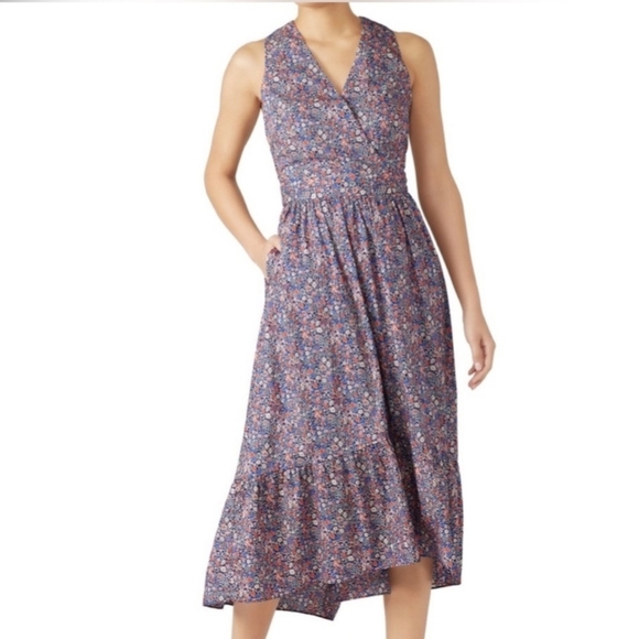 J. Crew Liberty Of London Kayoko Floral Sleeveless Faux Wrap Dress Size 4 - Picture 1 of 14